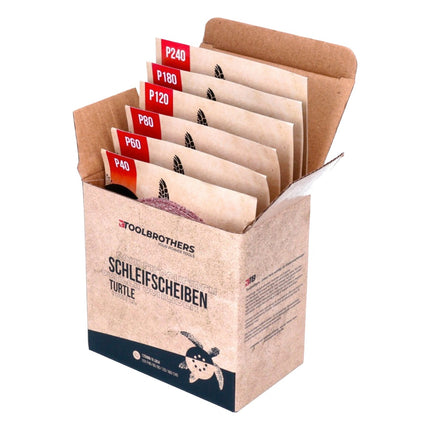 Lijadora excéntrica a batería Bosch GEX 18V-125 Professional 18 V 125 mm sin escobillas + 1x batería 5,0 Ah + 1x juego de lijado Toolbrothers TURTLE + L-BOXX - sin cargador