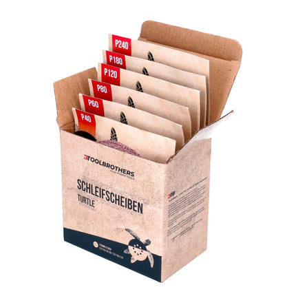 Lijadora excéntrica a batería Bosch GEX 18V-125 Professional 18 V 125 mm sin escobillas + 1x juego de lijado Toolbrothers TURTLE + 1x batería ProCORE 4,0 Ah + L-BOXX - sin cargador