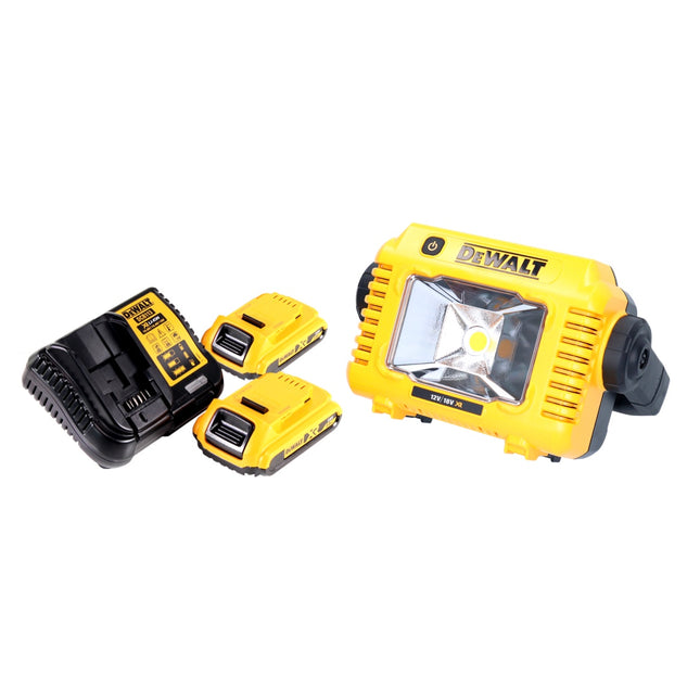 DeWalt DCL 077 D2 Foco de trabajo LED sin cable 12 V 18 V 2000 lm IP54 + 2x batería recargable 2,0 Ah + cargador