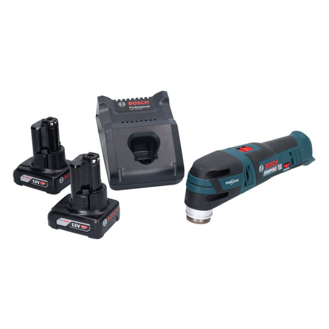 Bosch GOP 12V-28 Professional Starlock Brushless Cordless Sander Cutter + 2x 6.0 Ah Batterie + Caricabatterie