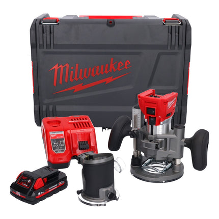 Router a batteria Milwaukee M18 FTR-301X 18 V brushless + 1x batteria 3,0 Ah + caricabatterie + moduli router + scatola HD