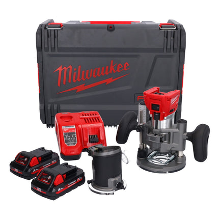 Router a batteria Milwaukee M18 FTR-302X 18 V brushless + 2x batteria 3,0 Ah + caricabatterie + moduli router + scatola HD