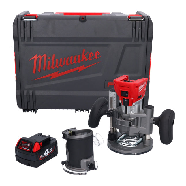 Router a batteria Milwaukee M18 FTR-401X 18 V brushless + 1x batteria 4,0 Ah + moduli router + scatola HD - senza caricabatterie