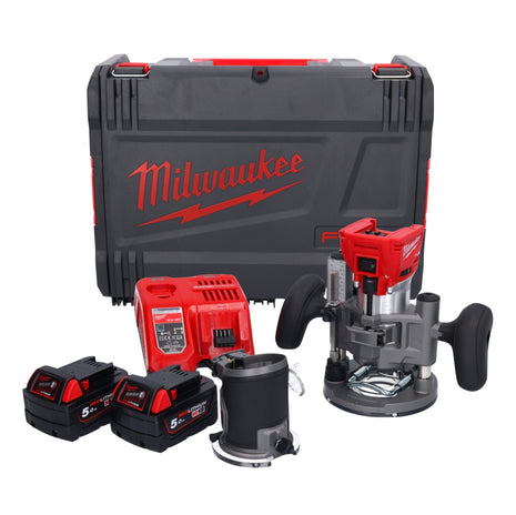 Milwaukee M18 FTR-502X frezarka akumulatorowa 18 V bezszczotkowa + 2x akumulator 5,0 Ah + ładowarka + moduły frezarki + skrzynka HD