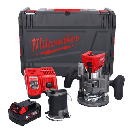 Fresadora a batería Milwaukee M18 FTR-601X 18 V brushless + 1x batería 6.0 Ah + cargador + módulos de fresado + caja HD