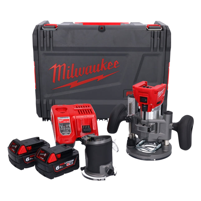 Fresadora a batería Milwaukee M18 FTR-602X 18 V brushless + 2x baterías 6.0 Ah + cargador + módulos de fresado + caja HD