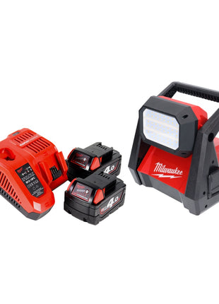 Milwaukee M18 HOAL-402FC foco de construcción con batería LED 18 V 4000 lm + 2x baterías 4,0 Ah + cargador