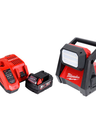 Milwaukee M18 HOAL-501FC foco de construcción con batería LED 18 V 4000 lm + 1x batería 5,0 Ah + cargador