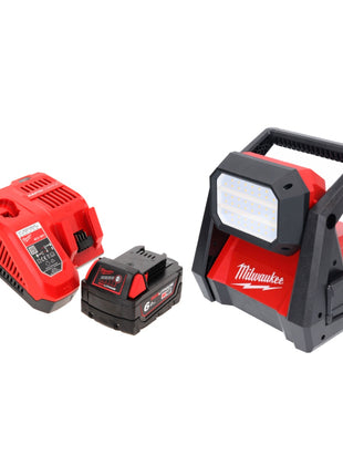 Milwaukee M18 HOAL-601FC Lampe LED pour projecteur de chantier à batterie 18 V 4000 lm + 1x batterie 6,0 Ah + chargeur