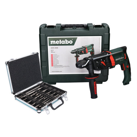 Metabo KHE 2445 Kombihammer 800 W 2,4 J SDS plus + 13 tlg. Bohrer und Meißel Set + Koffer