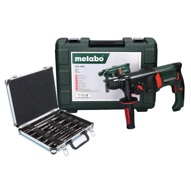 Martillo combinado Metabo KHE 2645 850 W 2,9 J SDS plus + juego de brocas y cinceles de 13 piezas + maletín