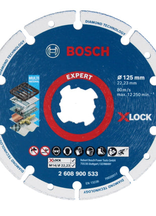 Bosch X-LOCK Set de Disques à tronçonner Diamant Métal + Carbure Multi Wheel 125 x 22,23mm (061599761M)