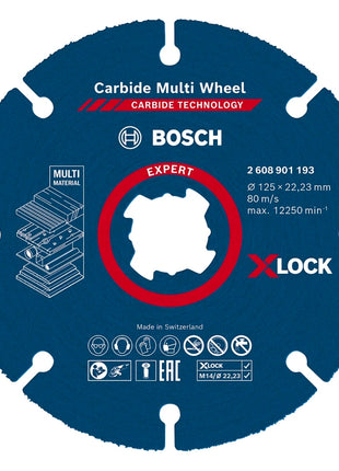 Bosch X-LOCK Set de Disques à tronçonner Diamant Métal + Carbure Multi Wheel 125 x 22,23mm (061599761M)