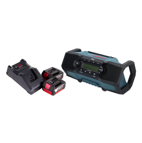 Bosch GPB 18V-2 SC Radio de obra con batería profesional 18 V DAB+ Bluetooth AUX + 2x baterías 4,0 Ah + cargador