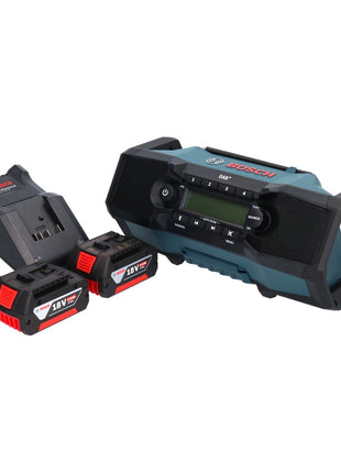 Bosch GPB 18V-2 SC Radio de chantier professionnelle sur batterie 18 V DAB+ Bluetooth AUX + 2x batteries 5,0 Ah + chargeur