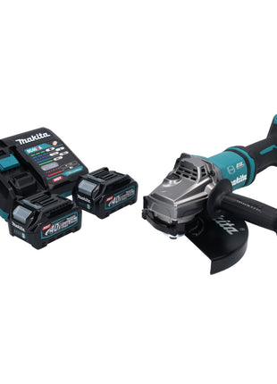 Amoladora angular a batería Makita GA 038 GA2 40 V máx. 230 mm sin escobillas XGT + 2 baterías 2,0 Ah + cargador