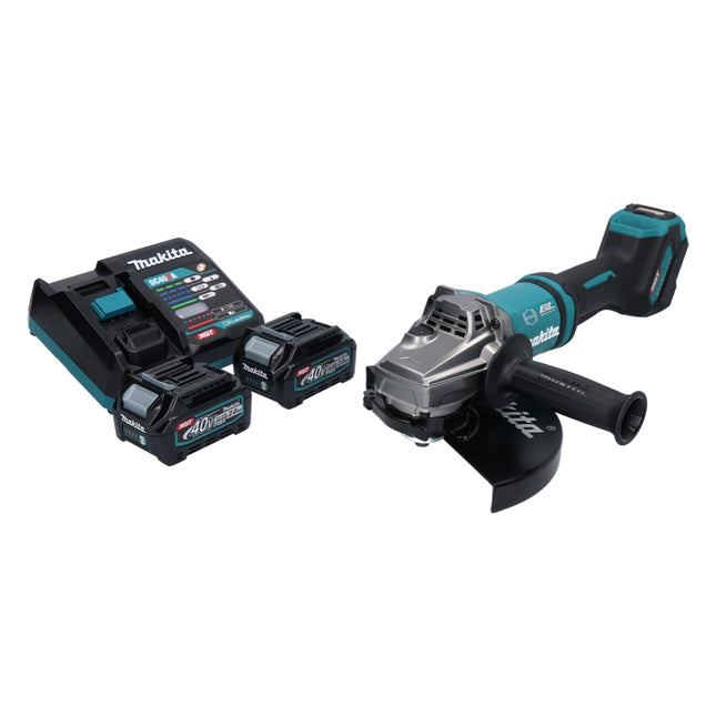 Amoladora angular a batería Makita GA 038 GA2 40 V máx. 230 mm sin escobillas XGT + 2 baterías 2,0 Ah + cargador