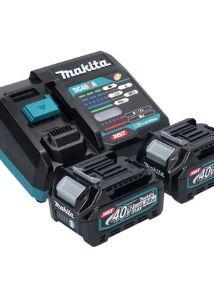 Amoladora angular a batería Makita GA 038 GA2 40 V máx. 230 mm sin escobillas XGT + 2 baterías 2,0 Ah + cargador