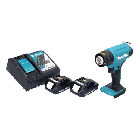 Makita DHG 180 RA Akku Heissluftgeblaese 18 V 550 C 2x Akku 2 0 Ah Ladegeraet 1 - toolbrothers