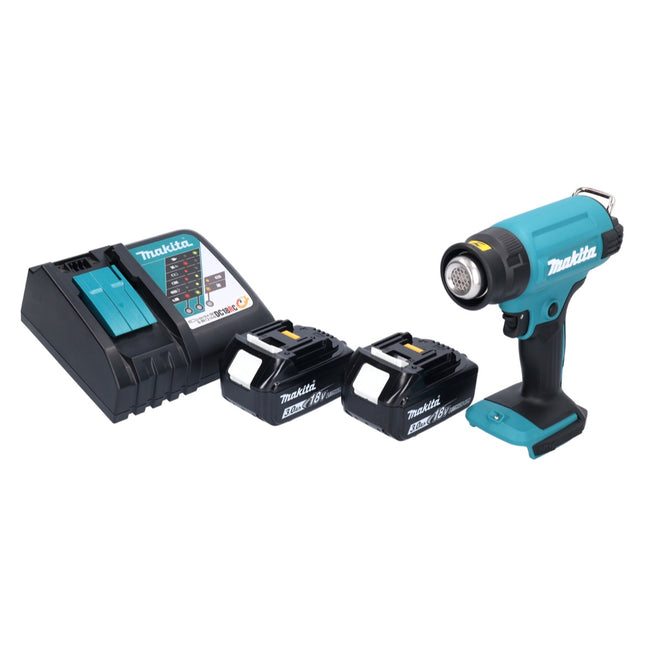 Makita DHG 180 RF Akku Heißluftgebläse 18 V 550 °C + 2x Akku 3,0 Ah + Ladegerät - Toolbrothers