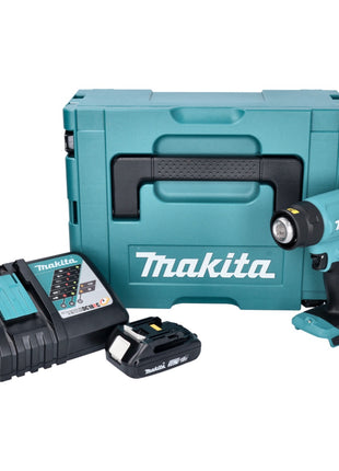 Makita DHG 180 RA1J Pistolet air chaud sans fil 18 V 550 C + 1x batterie rechargeable 2,0 Ah + chargeur + Makpac