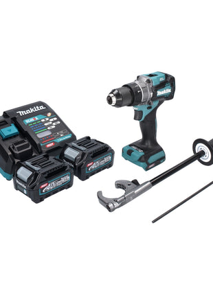 Taladro percutor inalámbrico Makita HP 001 GA2 40 V máx. 140 Nm XGT Brushless + 2x baterías 2,0 Ah + cargador