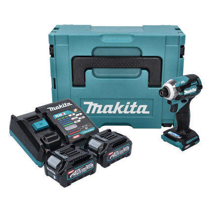 Makita TD 001 GA201 Llave de impacto inalámbrica 40 V máx. 220 Nm 1/4" XGT Brushless + 2x batería 2,0 Ah + cargador + Makpac