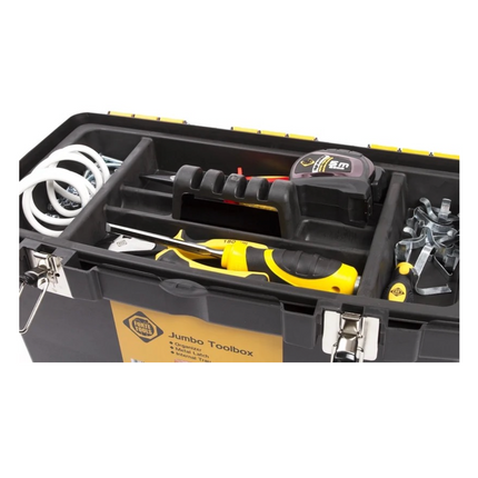 FORTE Tools JMT-19 Caja de herramientas Jumbo de 48x32x24 cm, maletín de herramientas, estuche con pestañas metálicas y organizador interno, extraíble, con cerradura (000051144549)