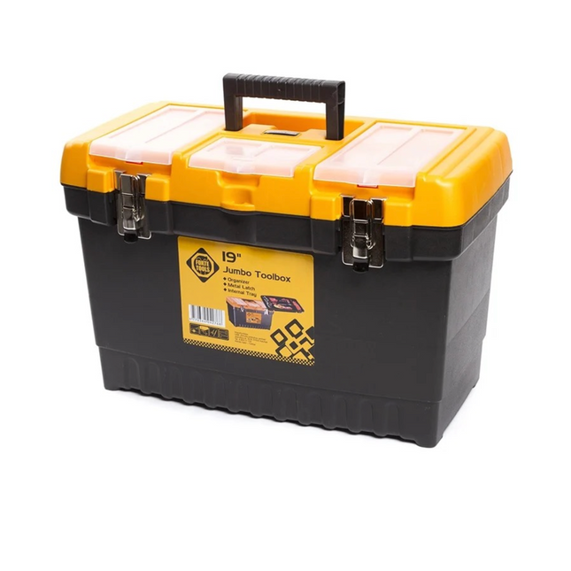 FORTE Tools JMT-19 Caja de herramientas Jumbo de 48x32x24 cm, maletín de herramientas, estuche con pestañas metálicas y organizador interno, extraíble, con cerradura (000051144549)