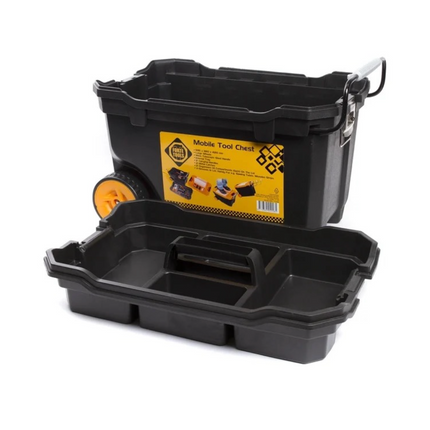 Caja de montaje móvil Forte Tools, caja de herramientas con ruedas grande en 59,5 x 42 x 38 cm robusta con cierre metálico y organizador extraíble (000051144574)