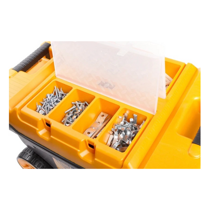 Caja de montaje móvil Forte Tools, caja de herramientas con ruedas grande en 59,5 x 42 x 38 cm robusta con cierre metálico y organizador extraíble (000051144574)