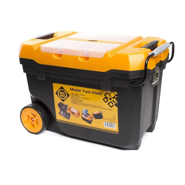 Caja de montaje móvil Forte Tools, caja de herramientas con ruedas grande en 59,5 x 42 x 38 cm robusta con cierre metálico y organizador extraíble (000051144574)