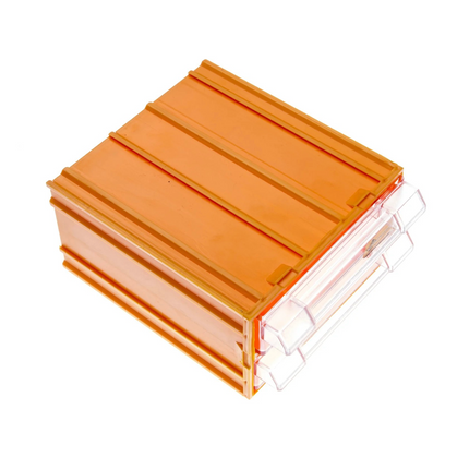 FORTE Tools K-31 Aufbewahrungsbox in 13,5x11,2x6 cm, Schubladenbox, Transparent, Kunststoff, mit 2 Schubladen, mit Schienensystem kombinierbar ( 000051144834 ) - Toolbrothers
