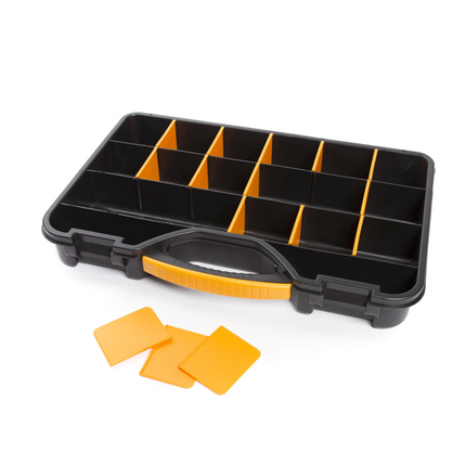 Forte Tools ORG-24 Coffret à outils en 51x35x7 cm, boîte de rangement, organisateur avec 18 compartiments différents, amovible, boîte solide, couvercle anti-rayures (000051144820)