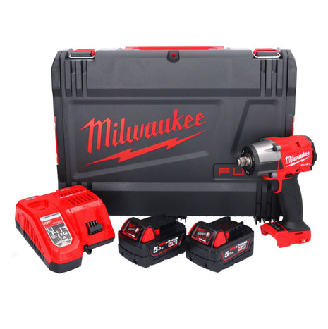 Milwaukee M18 FMTIW2F12-502X Llave de impacto a batería 18 V 745 Nm 1/2" sin escobillas (4933478450) + 2x batería 5,0 Ah + cargador + caja HD