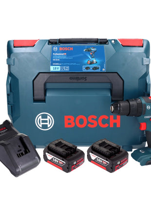 Bosch GSB 18V-55 Taladro percutor inalámbrico profesional 18 V 55 Nm sin escobillas + 2x baterías 4,0 Ah + cargador + L-Boxx