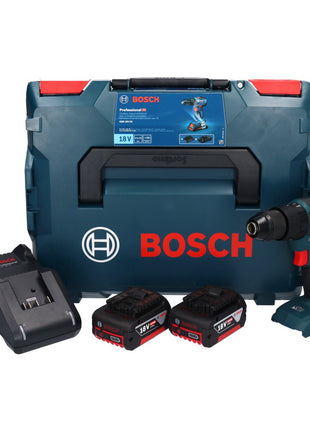 Bosch GSB 18V-55 Taladro percutor inalámbrico profesional 18 V 55 Nm sin escobillas + 2x baterías 5,0 Ah + cargador + L-Boxx