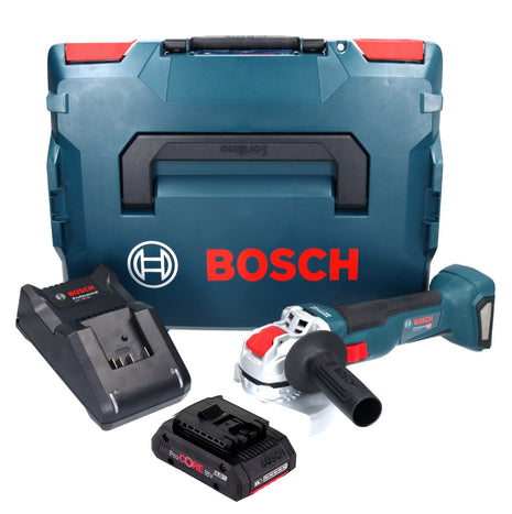 Bosch GWX 18V-10 Professional Meuleuse d'angle sans fil 18 V 125 mm X-LOCK Brushless + 1x Batterie ProCORE 4,0 Ah + Chargeur + L-Boxx