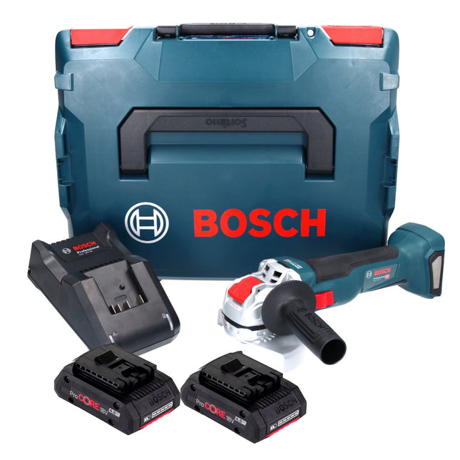 Bosch GWX 18V-10 Amoladora angular profesional sin cable 18 V 125 mm X-LOCK Brushless + 2x batería ProCORE 4,0 Ah + cargador + L-Boxx