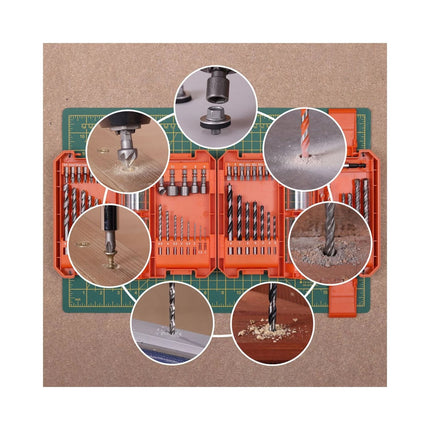 Set di punte per trapano e cacciavite WellCut da 51 pezzi in acciaio HSS, con portapunte magnetico e custodia portatile ( WC-DB51U )