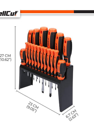 WellCut 18-teiliges Schraubendreher-Set, frei drehende Präzisions-Schraubendreher, magnetisch, aus gehärtetem Cr-V-Werkzeugstahl ( ‎WC-SD18S )