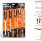 WellCut Juego de destornilladores magnéticos, 8 piezas, puntas ranuradas Phillips, acero al cromo vanadio con mangos de agarre suave (WC-SD8)