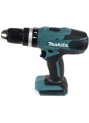 Taladro percutor a batería Makita HP 457 DWE 18 V + cortasetos a batería UH 522 DZ 18 V 52 cm (serie G) + 2 baterías de 1,5 Ah + cargador + set de 74 piezas