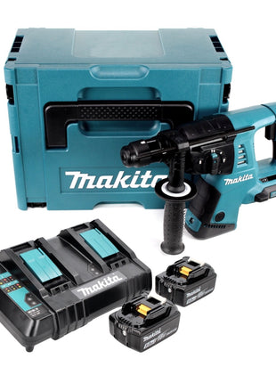 Taladro percutor a batería Makita DHR CTJ 36 V (2x 18 V) 3,0 J SDS-plus + 2x batería 5,0 Ah + cargador doble + Makpac