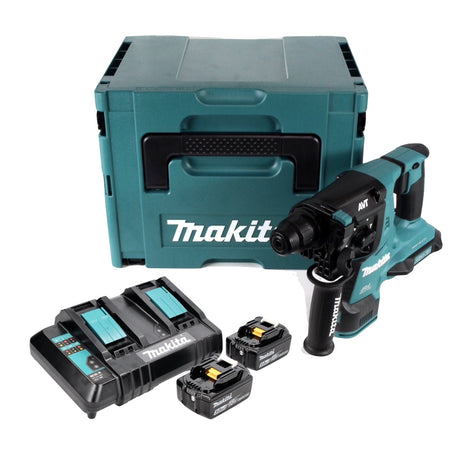 Taladro percutor a batería Makita DHR 280 CTJ 36 V (2x 18 V) 2,8 J SDS-plus sin escobillas + 2x batería 5,0 Ah + cargador doble + Makpac