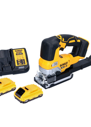 Scie sauteuse pendulaire à batterie DeWalt DCS 334 L2 18 V sans balais + 2 batteries 3,0 Ah + chargeur