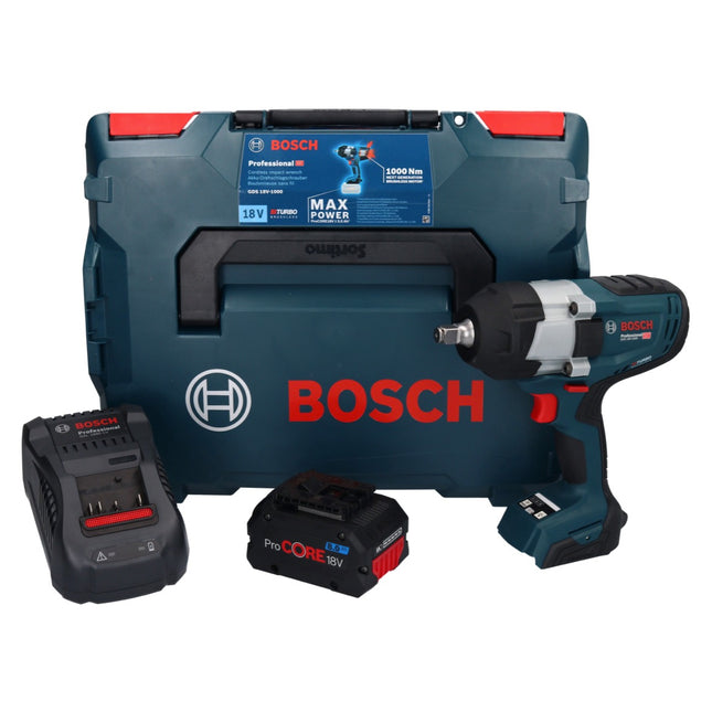Bosch GDS 18V-1000 Llave de impacto profesional sin cable 18 V 1000 Nm BITURBO Brushless + 1x batería ProCORE 8,0 Ah + cargador + L-Boxx