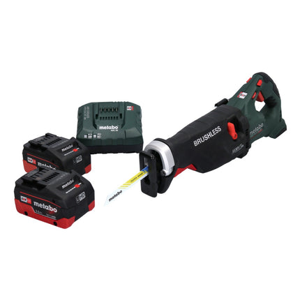 Sierra sable a batería Metabo SSEP 18 LTX BL MVT 18 V sin escobillas + 2x batería 5,5 Ah + cargador
