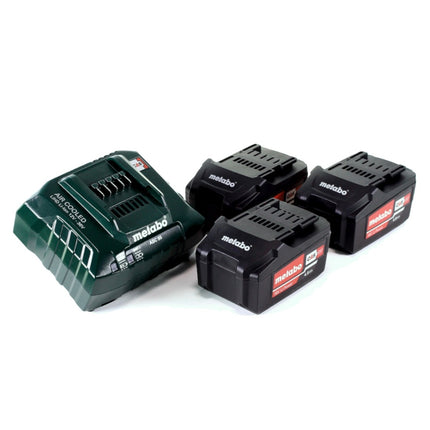 Metabo BS 18 LTX Juego de taladro atornillador inalámbrico 18 V 110 Nm + 3 baterías 4,0 Ah + cargador + juego de puntas 32 piezas + metaBOX