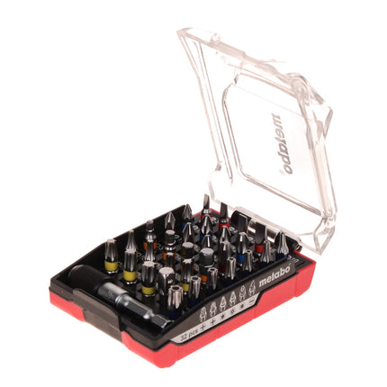 Metabo BS 18 LTX Juego de taladro atornillador inalámbrico 18 V 110 Nm + 3 baterías 4,0 Ah + cargador + juego de puntas 32 piezas + metaBOX